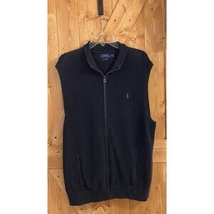 Polo Ralph Lauren Mens Full Zip Vest Pima Cotton Charcoal Gray XXL Tall Flaw